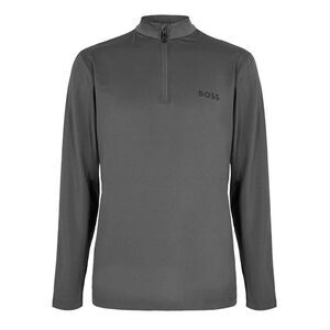 Boss Mens Performance Quarter Zip Long-Sleeved Top / Gray